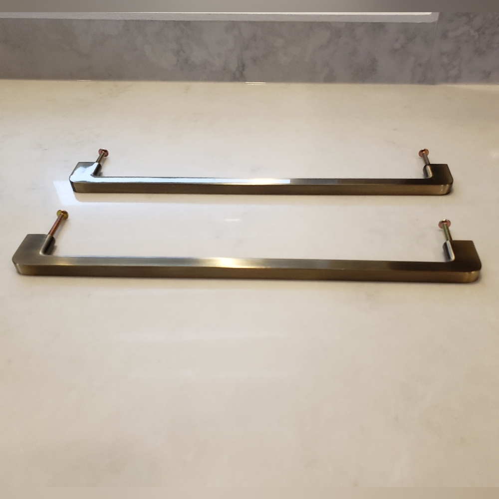 2 brushed bronze rectangular handles